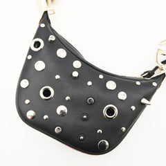 GUCCI Leather Studded Mini 2-Way Shoulder Bag 718512, Gold, Silver, Black Leather, Women's — Like New