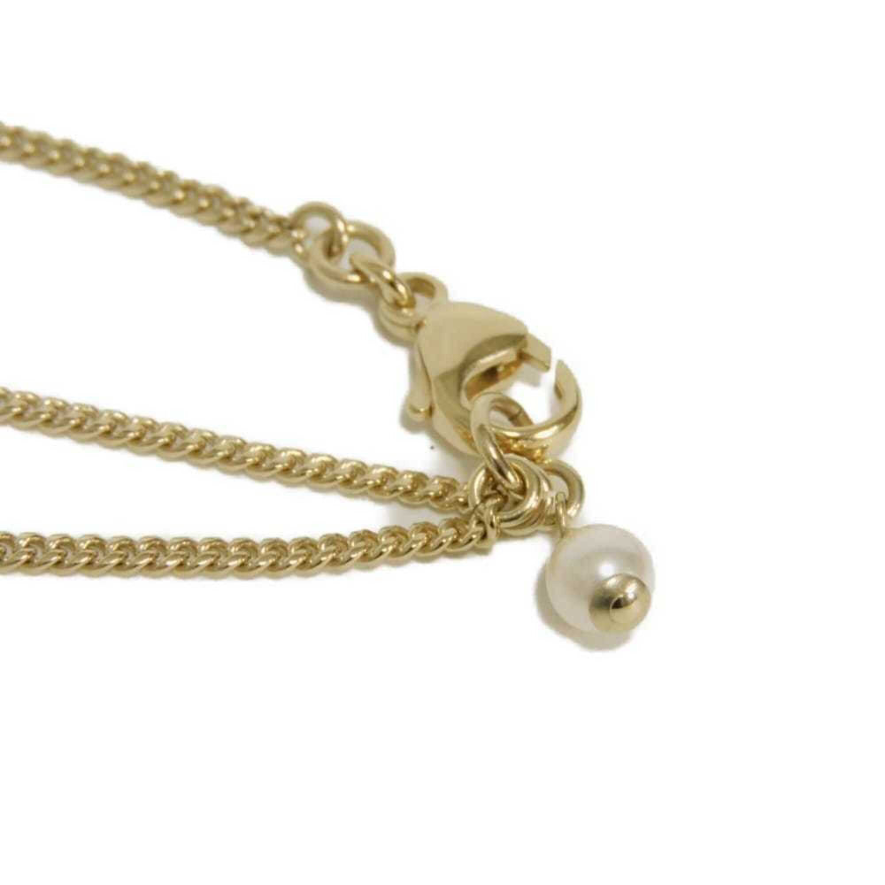 Chanel necklace, Coco Mark, heart, crystal, costume pearl, rhinestone, metal, F23B, CC mark, clear, ABB651, women's — Like New