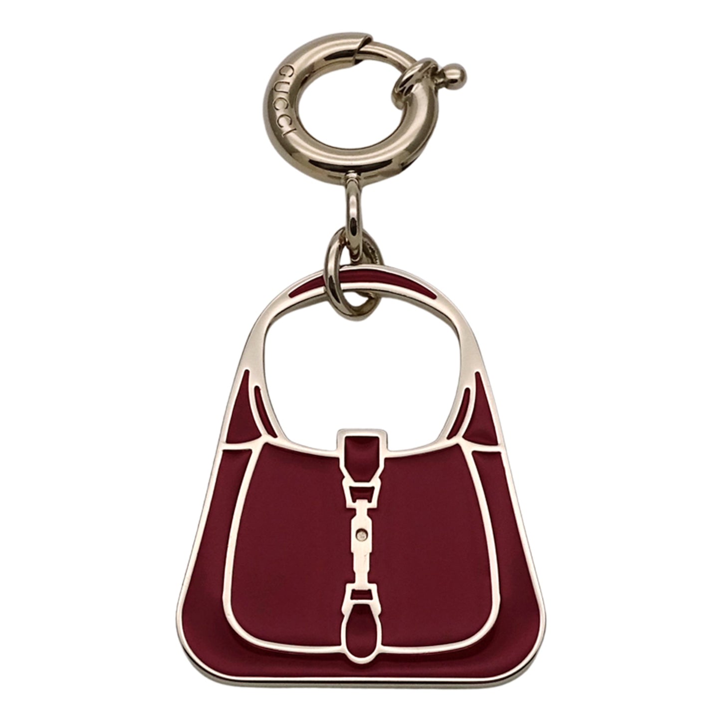 Gucci Jackie Metal Bag Charm for Women, Bordeaux 837066, Champagne Gold Mini
