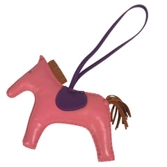 HERMES Rodeo GM Bag Charm, Horse Cheval Anjou Milo, Women's, Pink — Like New