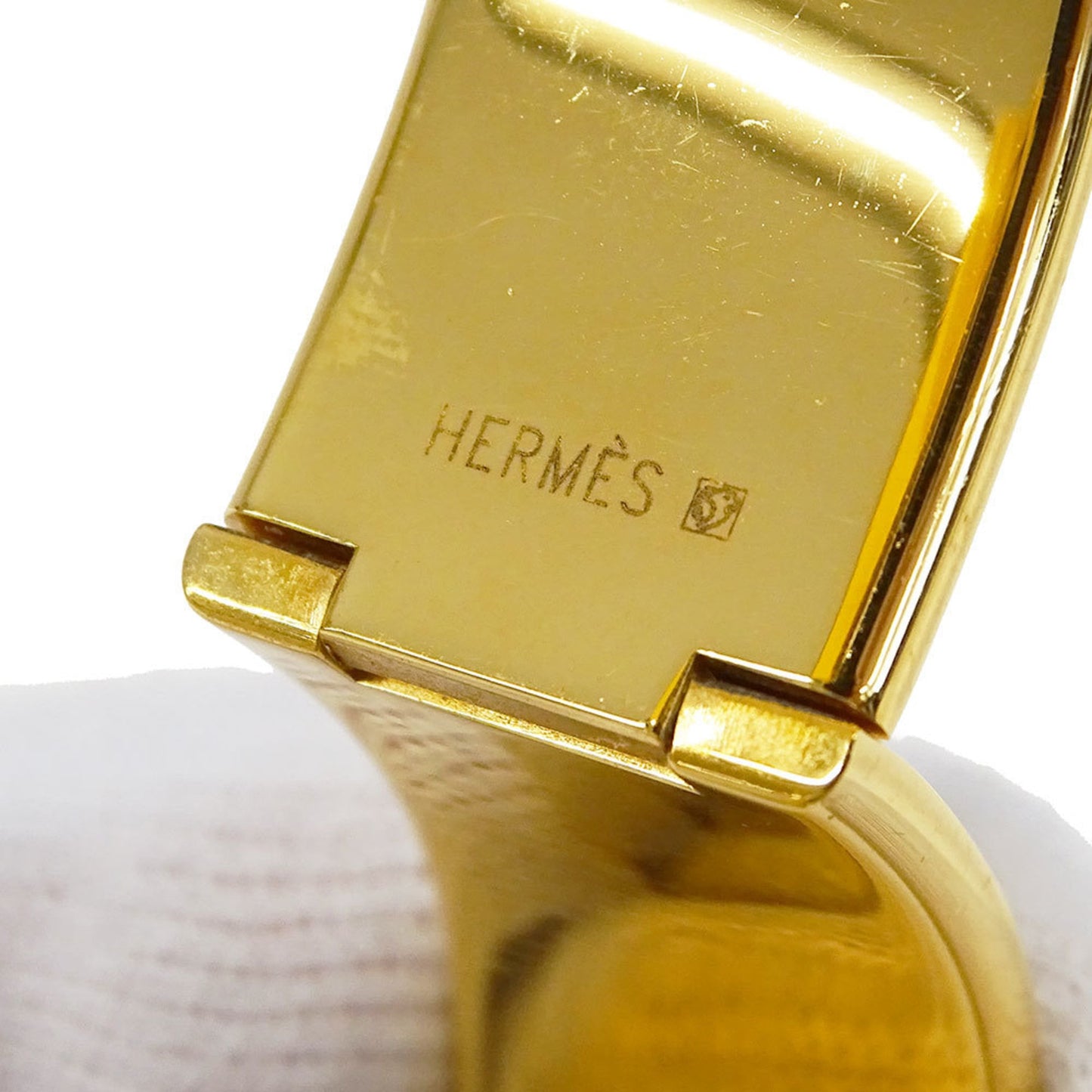 Hermès HERMES bangle for women, branded rocque enamel GM gold and red bracelet, elephant cloisonné.