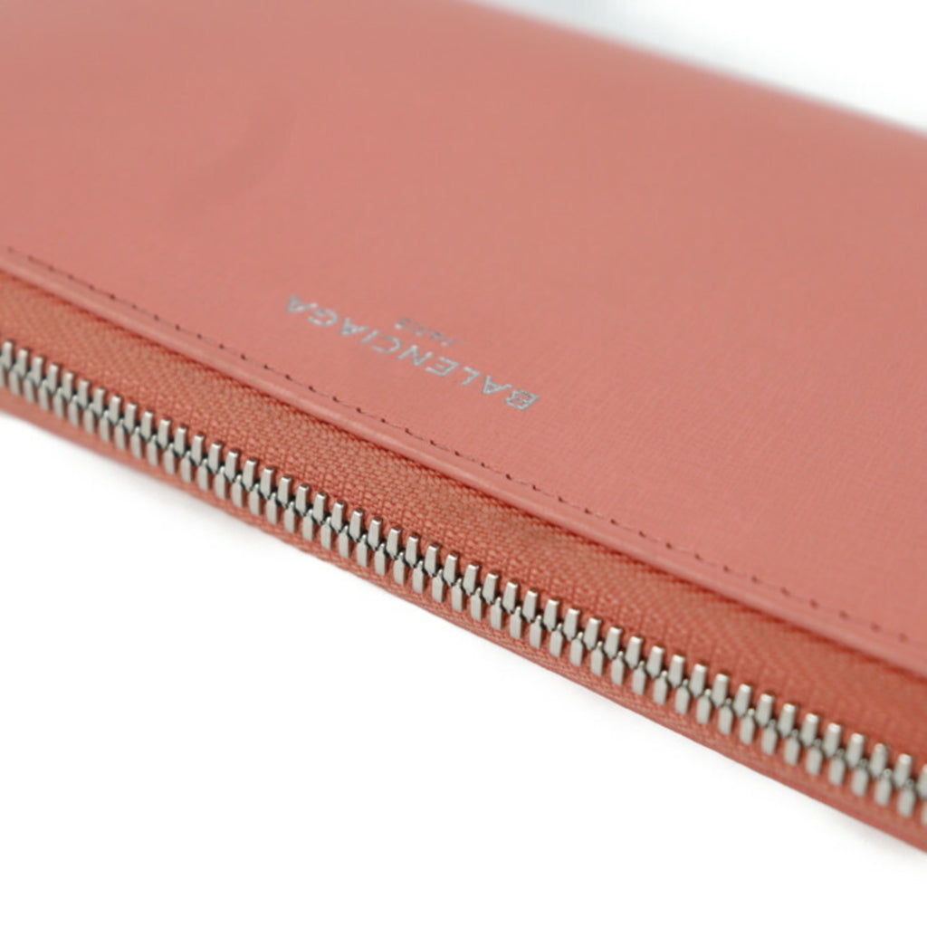 BALENCIAGA Essential Long Wallet 519641 Leather Salmon Pink Round 2107043007233R1