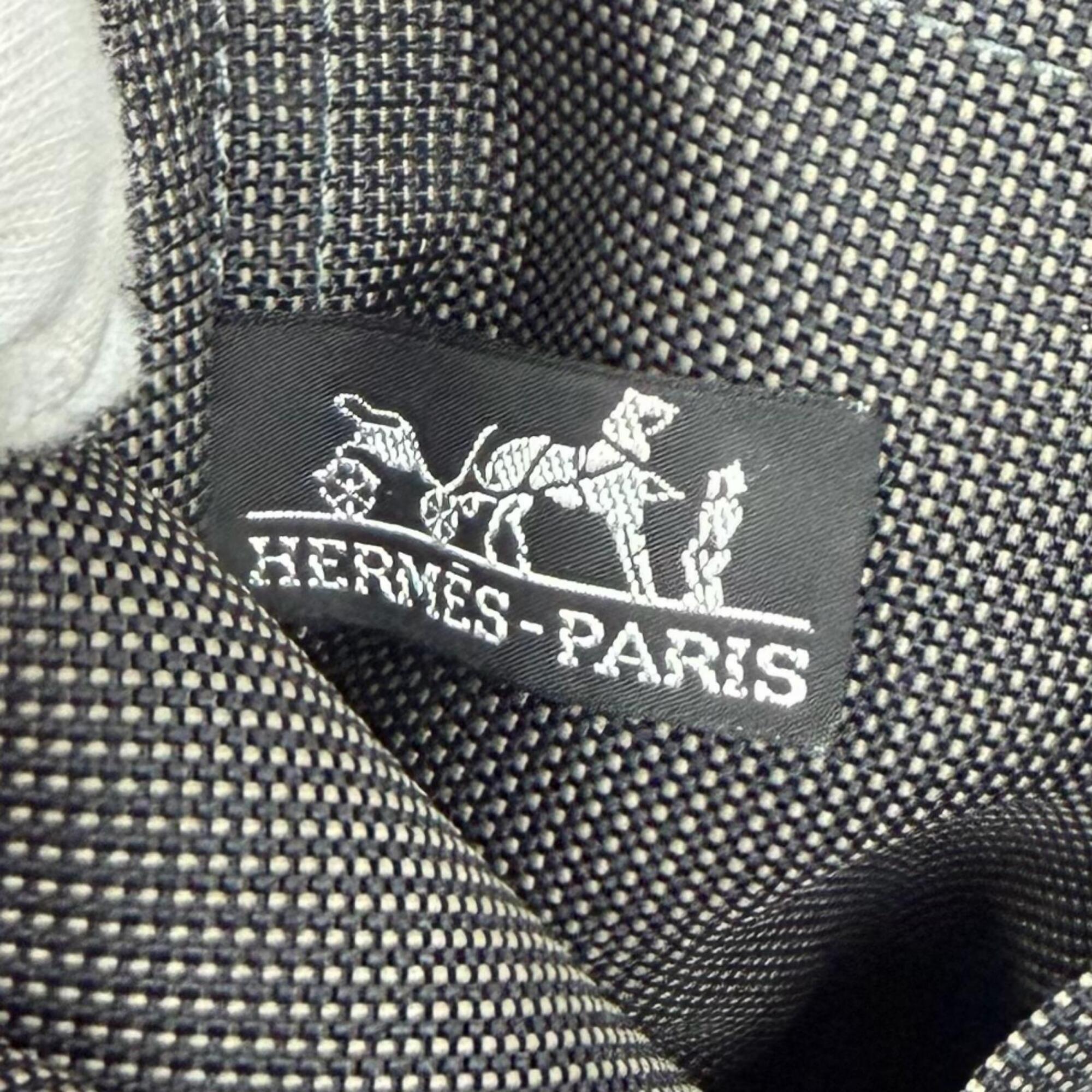 HERMES Hermes Herline Ad PM Canvas Backpack Daypack with Padlock, Gray, Made in France, Women's — Like New