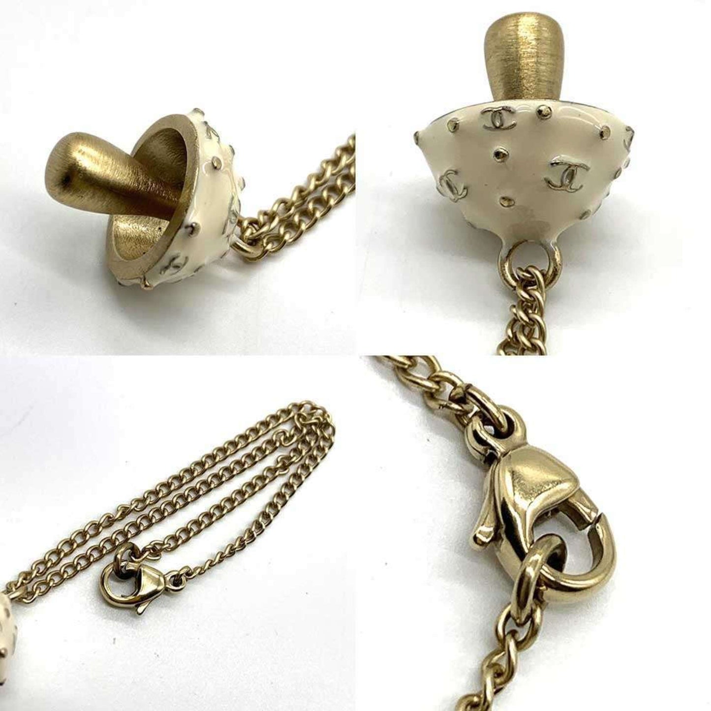 Chanel Mushroom Motif Coco Mark Bracelet, 2003 Model, White/Gold, Women's, GP CHANEL