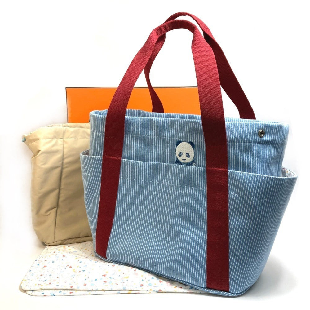 HERMES Hermes Panda Passpass Mother's Bag in Tote Canvas Women's Blue x Red — Like New