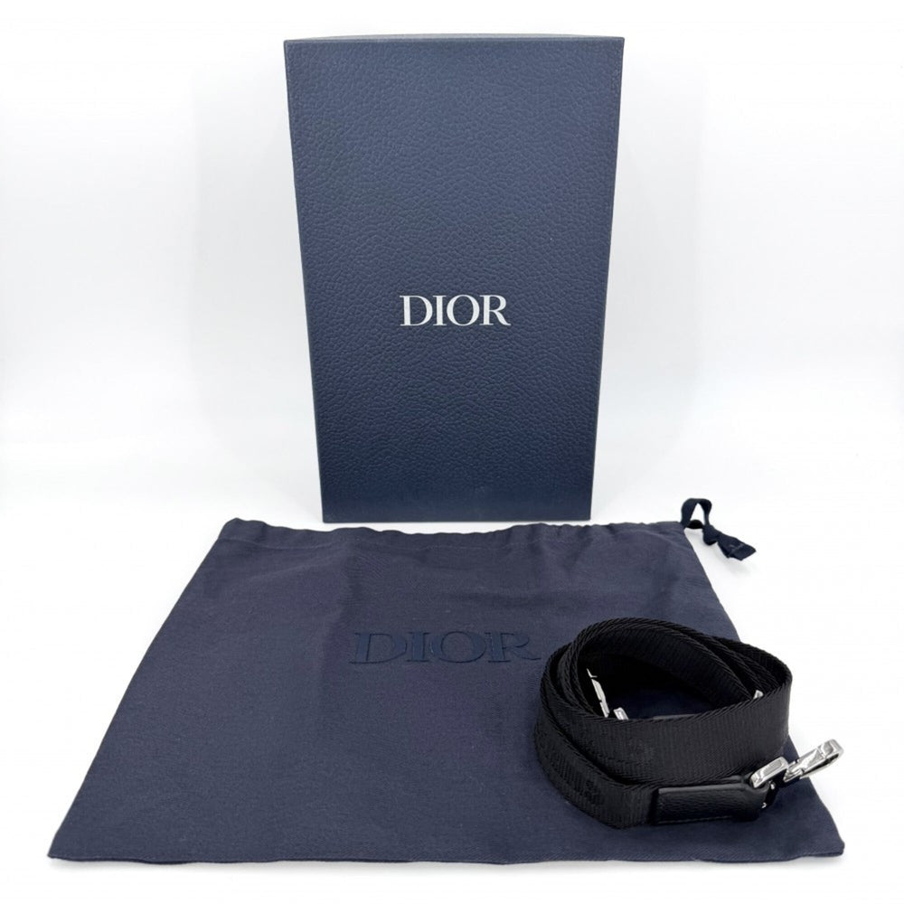 Christian Dior Men's Oblique Rider Micro Pouch Shoulder Bag, Mini Crossbody Canvas Leather, Navy, Silver Hardware — Like New