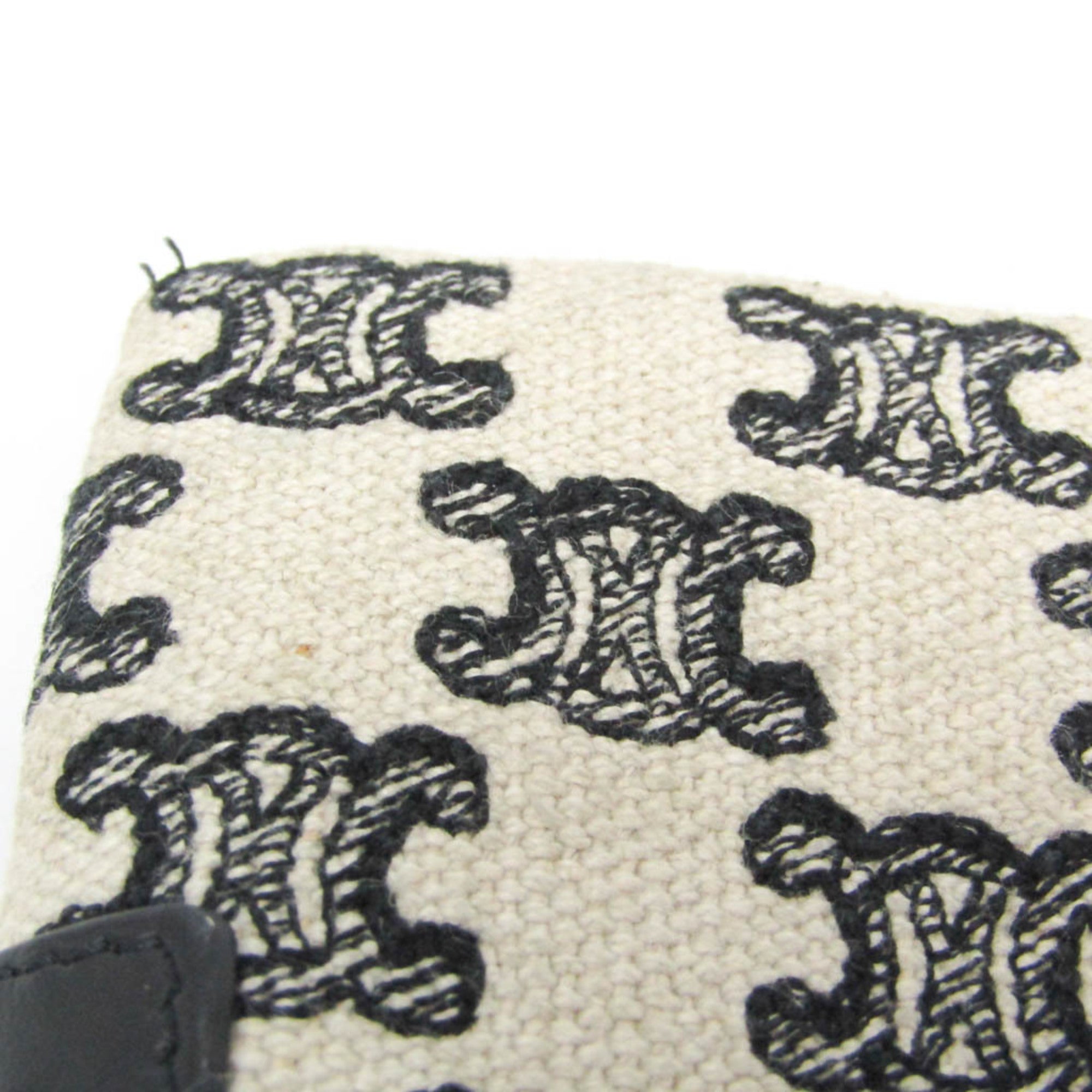 Celine Triomphe Coin And Card Pouch With Keychain Men,Women Canvas,Leather Coin Purse/coin Case Black,Off-white