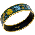Hermes GM Enamel Cloisonne Bracelet in GP Gold and Green for Women