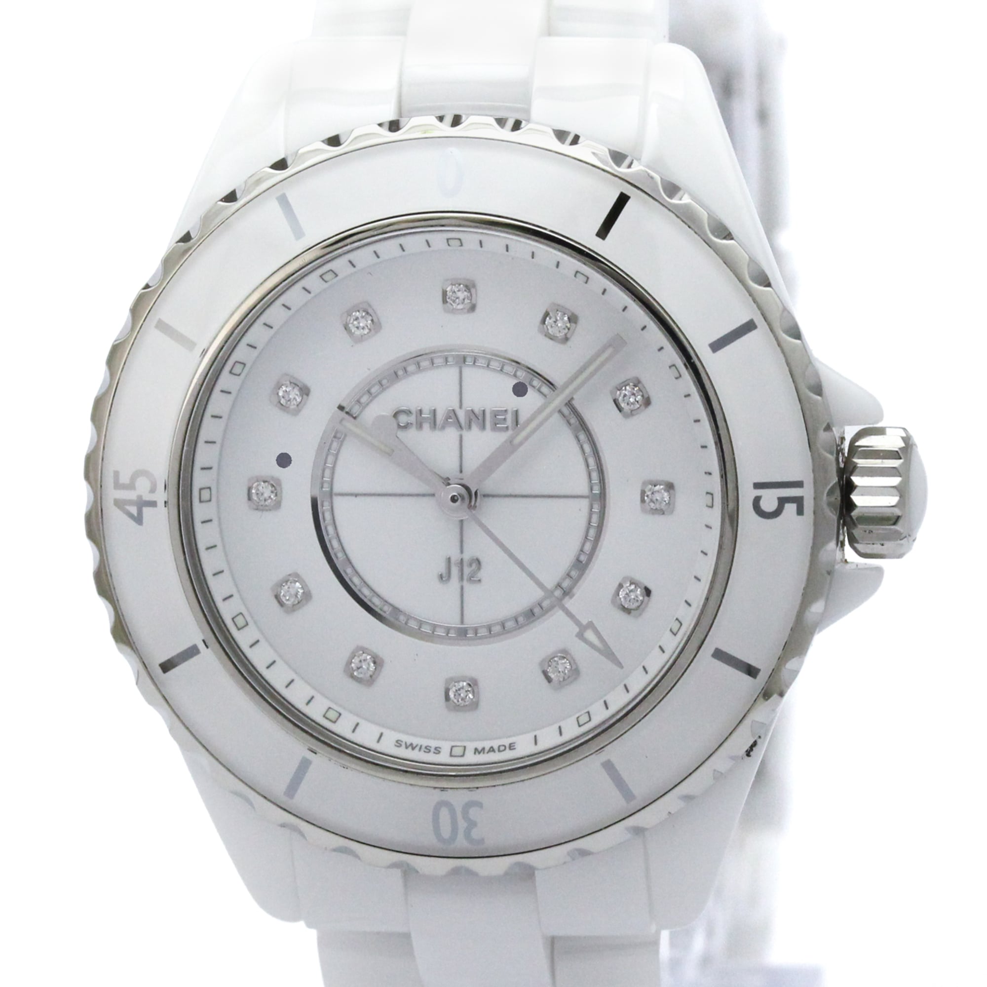 CHANEL J12 Diamond Ceramic Quartz Ladies Watch H5703 Polished — Very Good