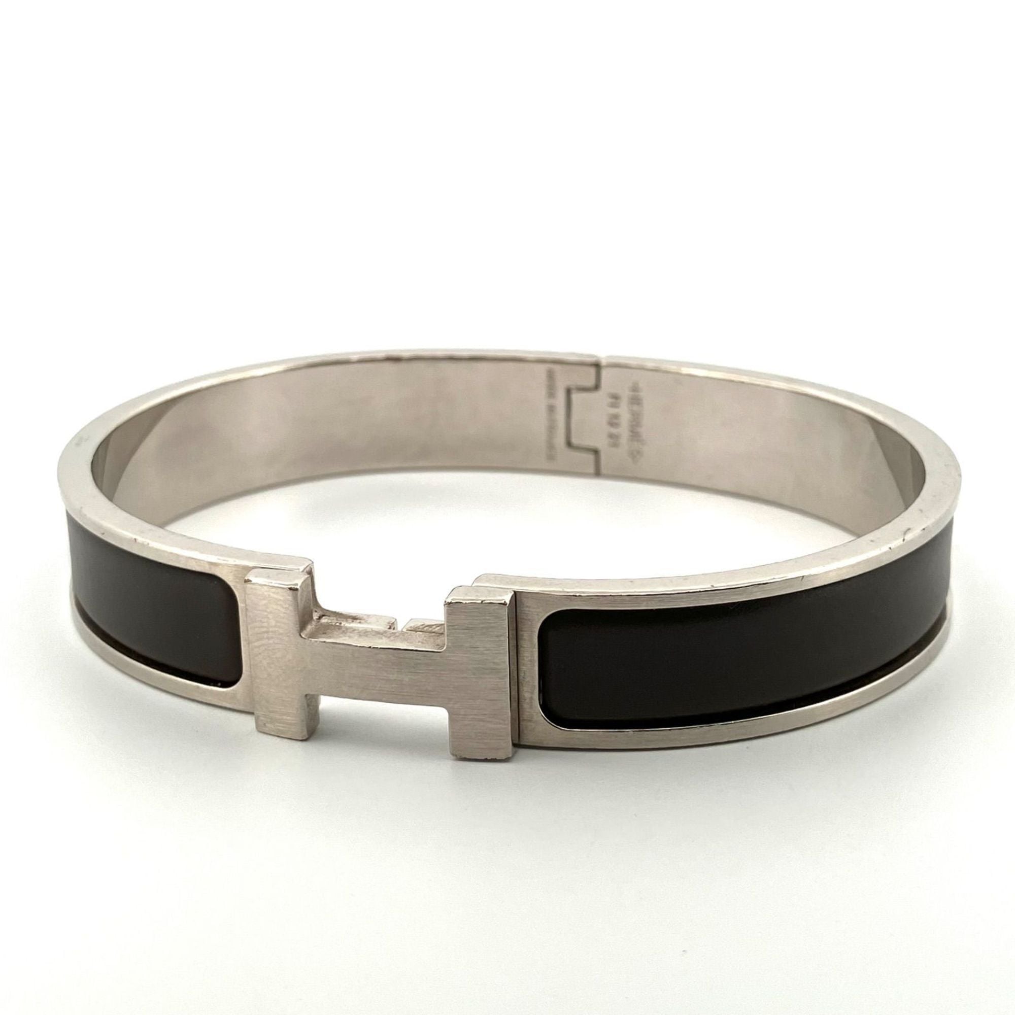 Hermes Hermès Click Clack PM Bangle in Gray with Matte Silver Hardware