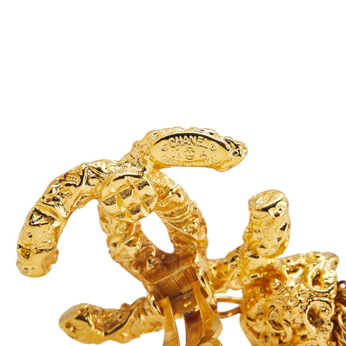 Vintage Chanel Coco Mark Lava Tassel Earrings, Gold Plated, Women's