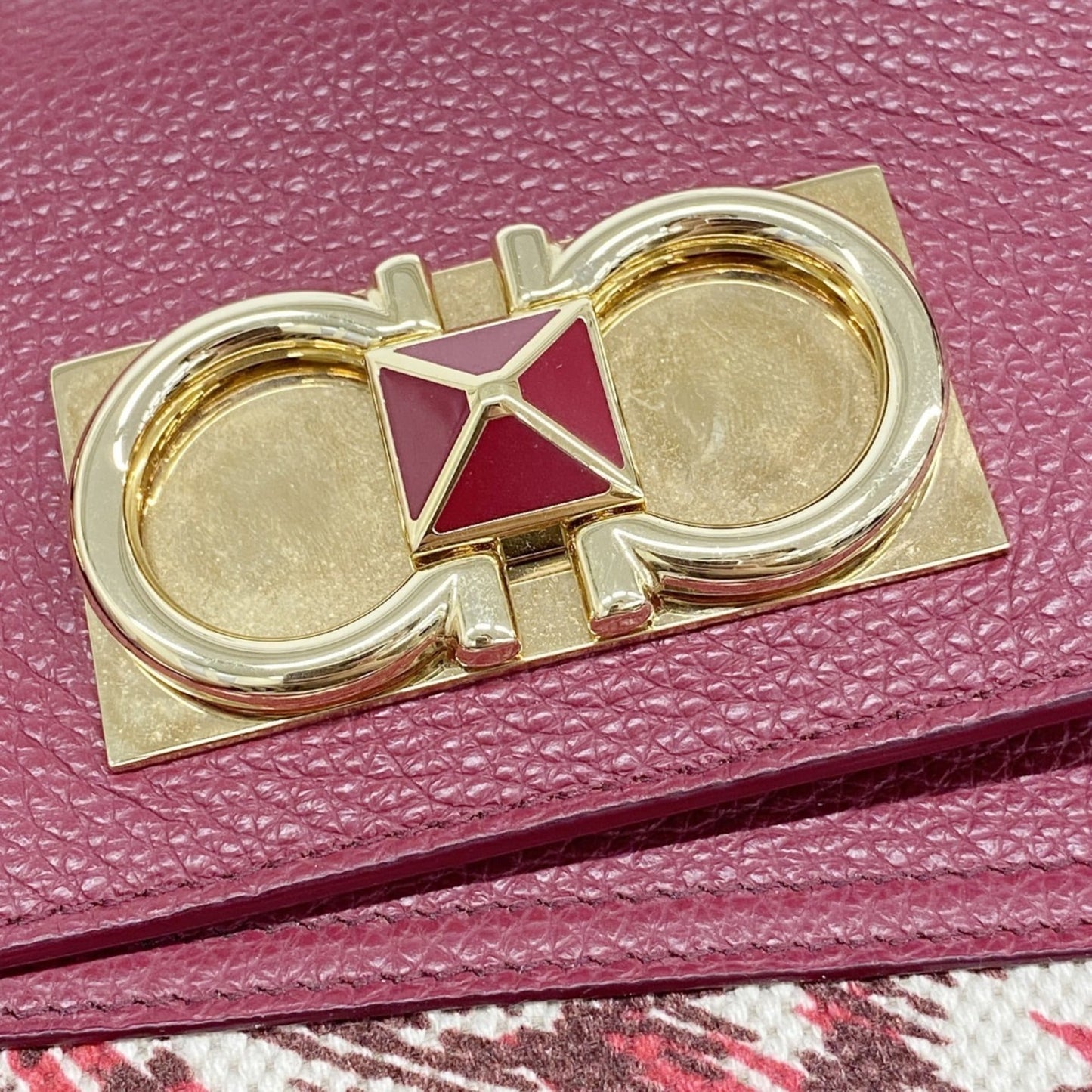 Salvatore Ferragamo Gancini Tote Bag, Bordeaux Canvas and Leather, 2-Way Bag for Women, P1926603