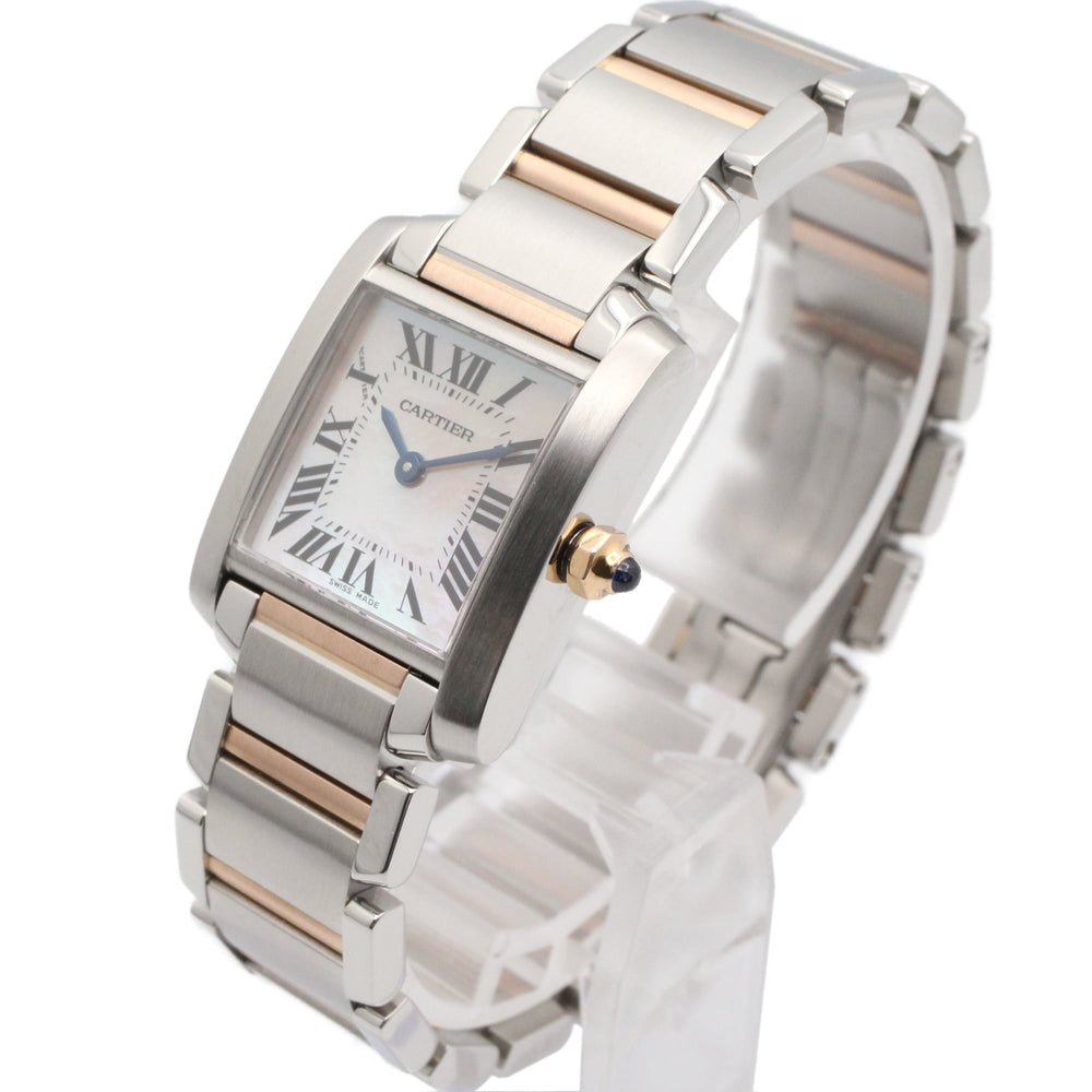 Cartier Tank Française SM Watch, 18K Pink Gold (PG), Stainless Steel, Ladies', Tone, Shell, W51027Q4 — Very Good