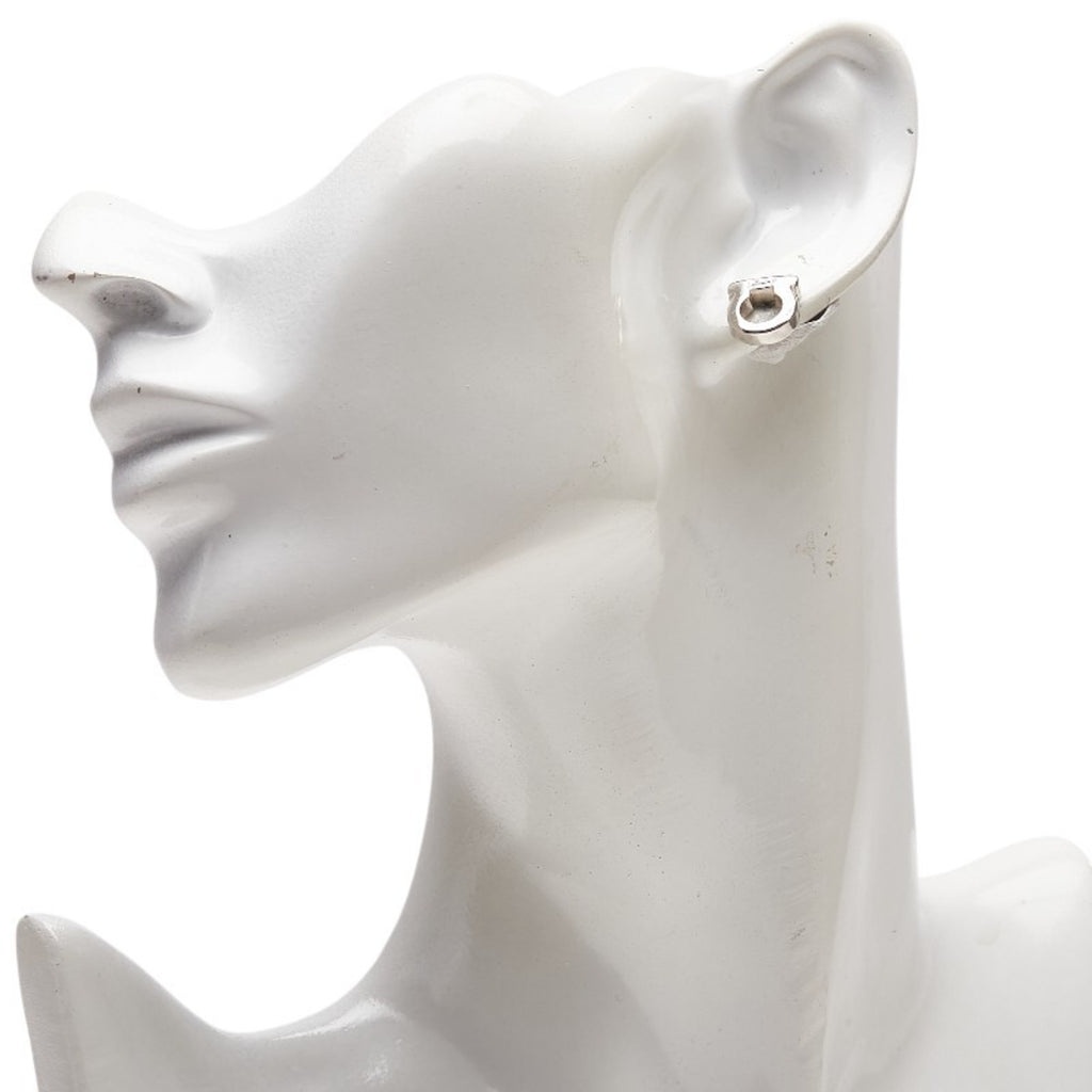 Salvatore Ferragamo Gancini stud earrings in silver metal for women.