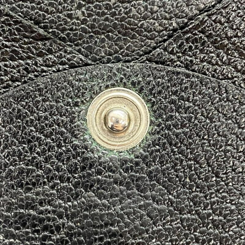 HERMES Leather Wallet/Coin Case Black