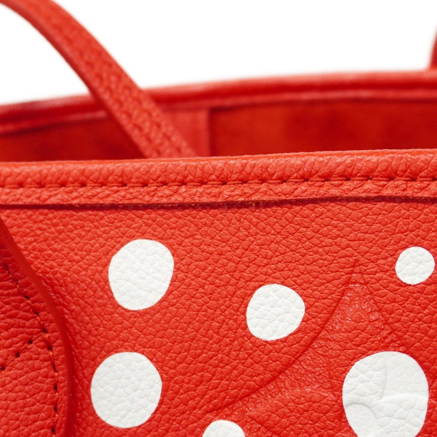 Louis Vuitton Tote Bag Monogram Empreinte Neverfull MM in collaboration with Yayoi Kusama, M46422, Rouge Bron, Women's