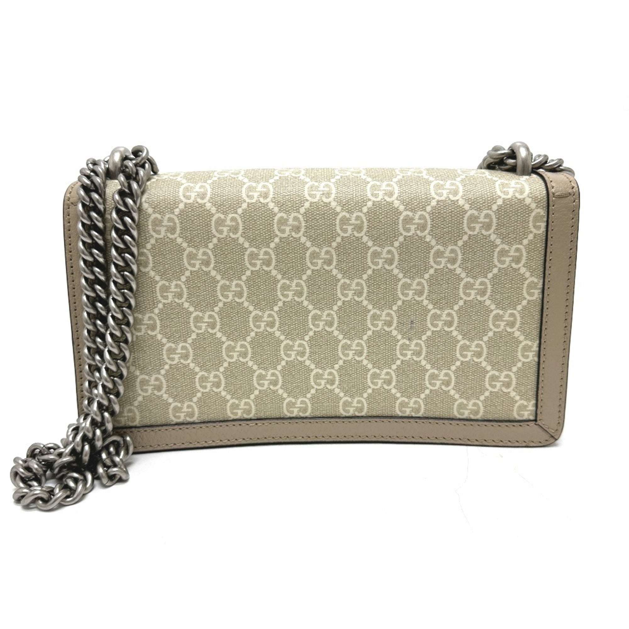 GUCCI 499623 GG Dionysus Chain Shoulder Bag Supreme Canvas Women's Beige — Like New