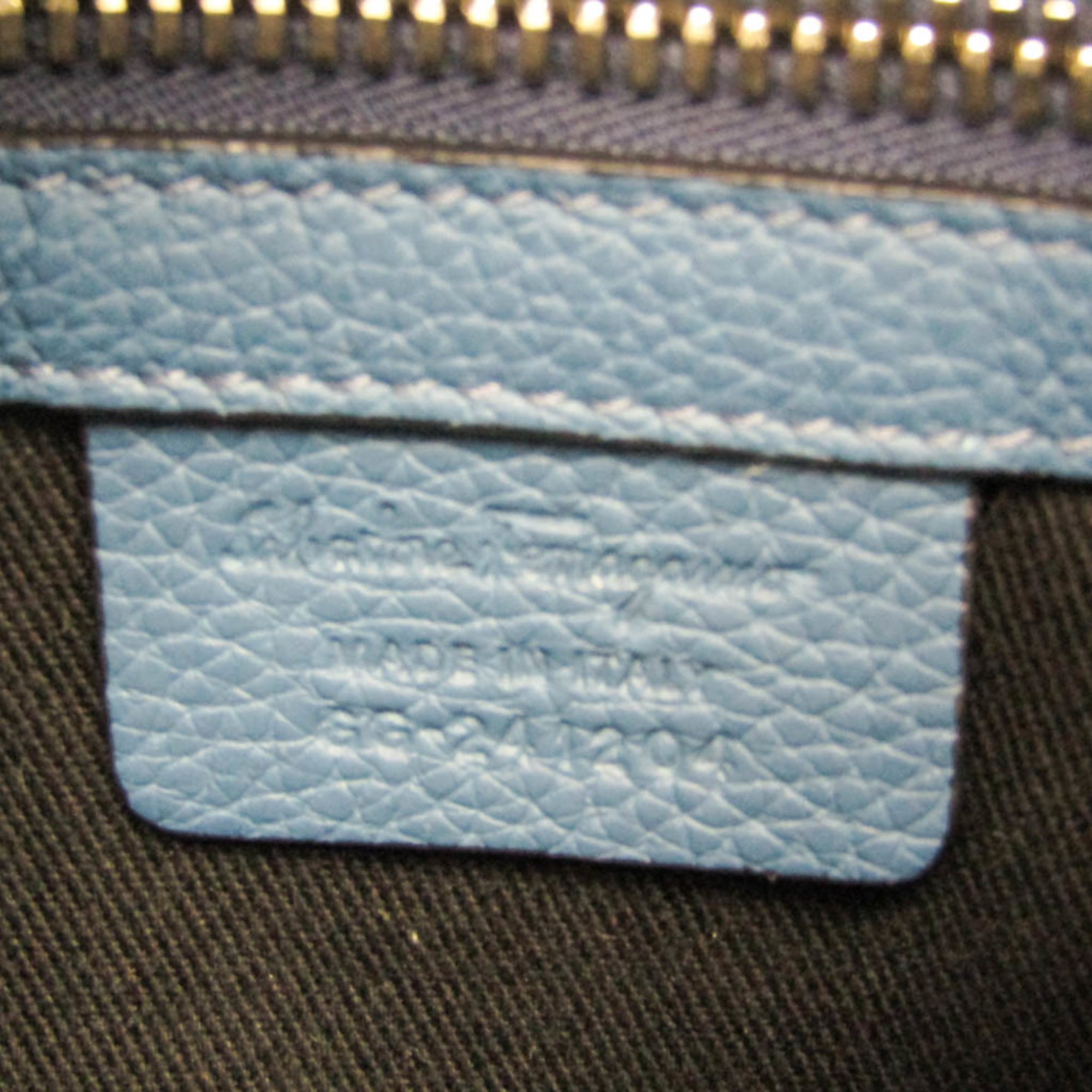 Salvatore Ferragamo Gancini GG-24 1204 Men's Leather Clutch Bag,Shoulder Bag Blue — Like New