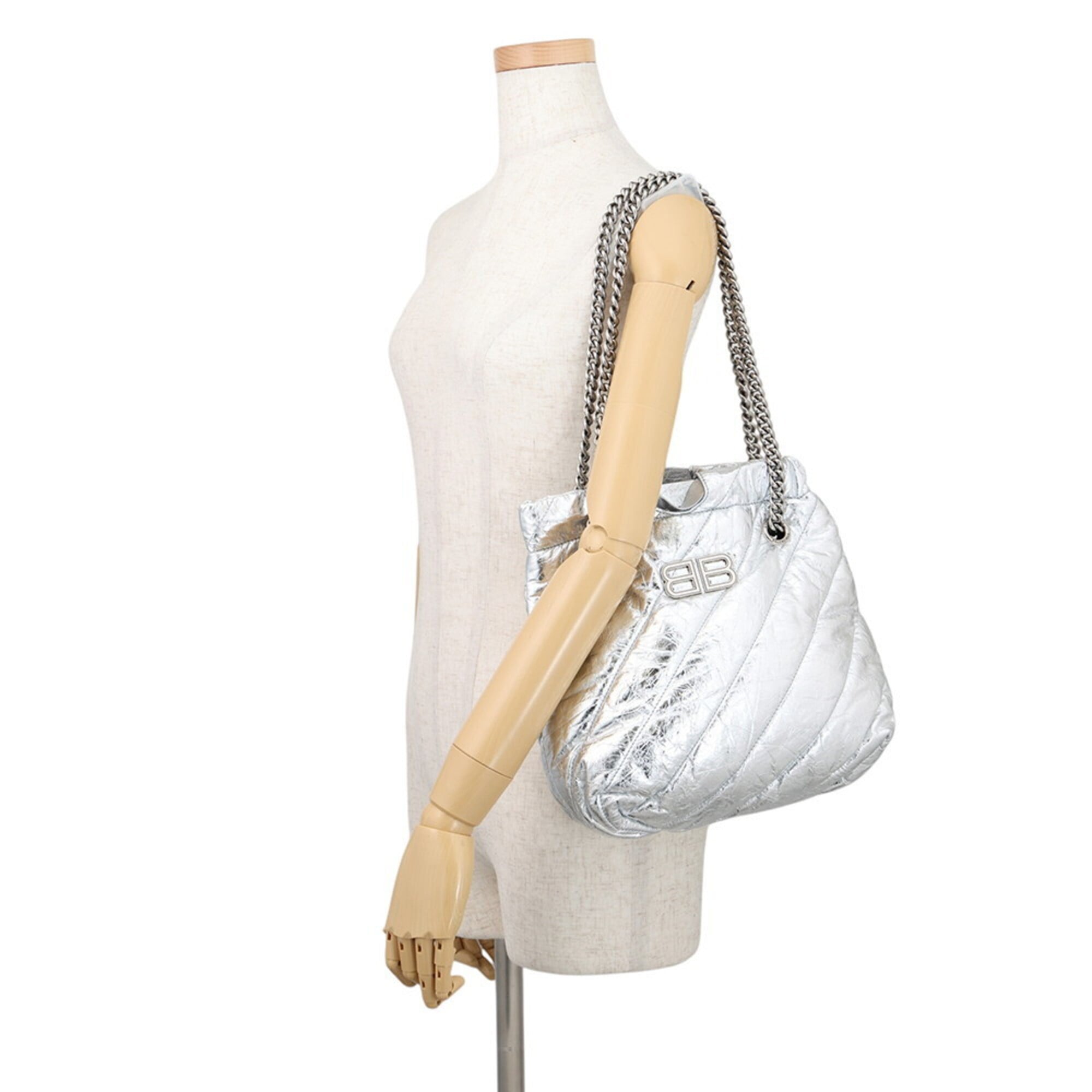 Balenciaga Shoulder Bag Crushed Chain Tote Small Leather 742942 BALENCIAGA 2-way Handbag — Like New