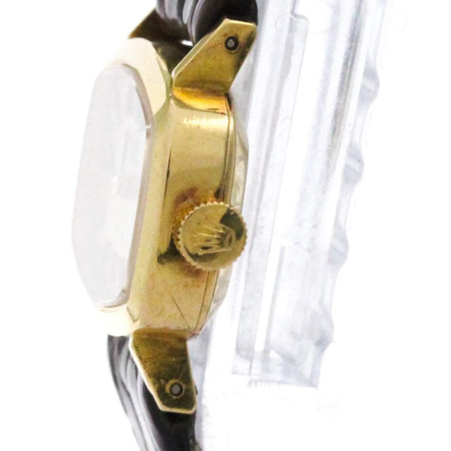 ROLEX Cellini 2647 18K Gold Leather Hand-Winding Ladies Watch Vintage