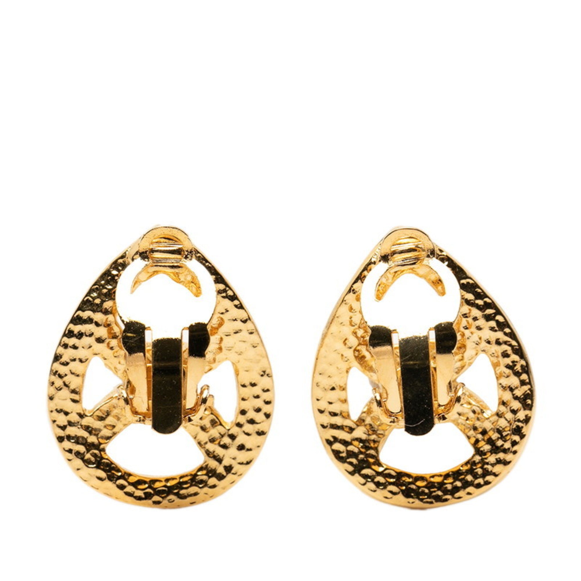 CHANEL Coco Mark Earrings, Gold Plated, Women's — Like New