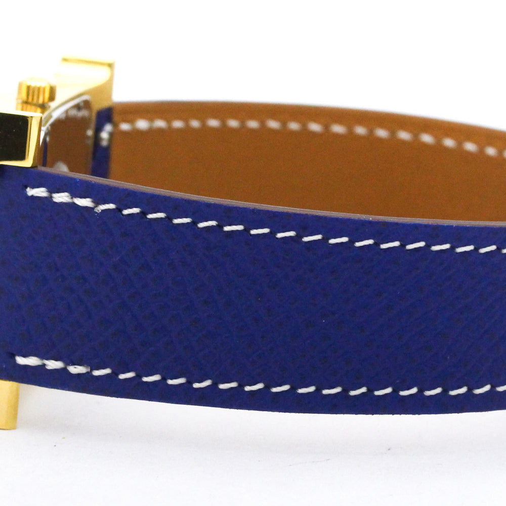HERMES H Watch Gold Plated Leather Quartz Mens Watch HH1.510 — Very Good