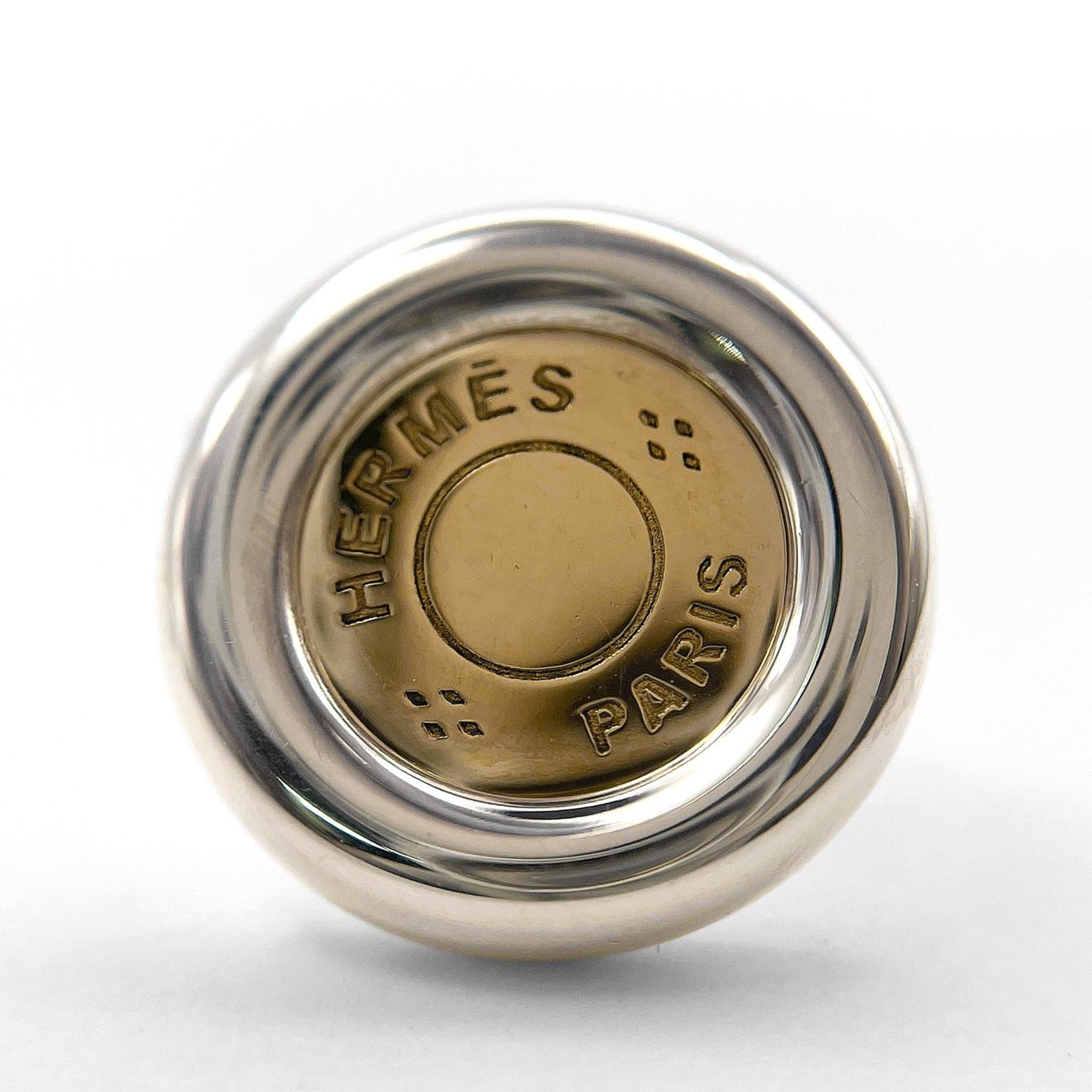 HERMES Clou de Selle Sellier Stud Earrings, Combination Sterling Silver (SV925) and 18K 750 Gold, Men's Women's — Like New