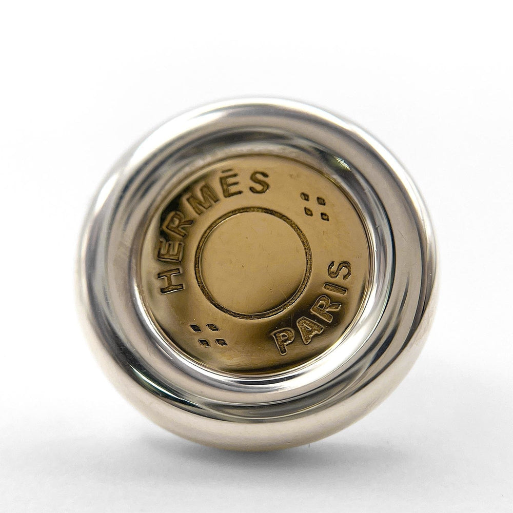 HERMES Clou de Selle Sellier Stud Earrings, Combination Sterling Silver (SV925) and 18K 750 Gold, Men's Women's — Like New