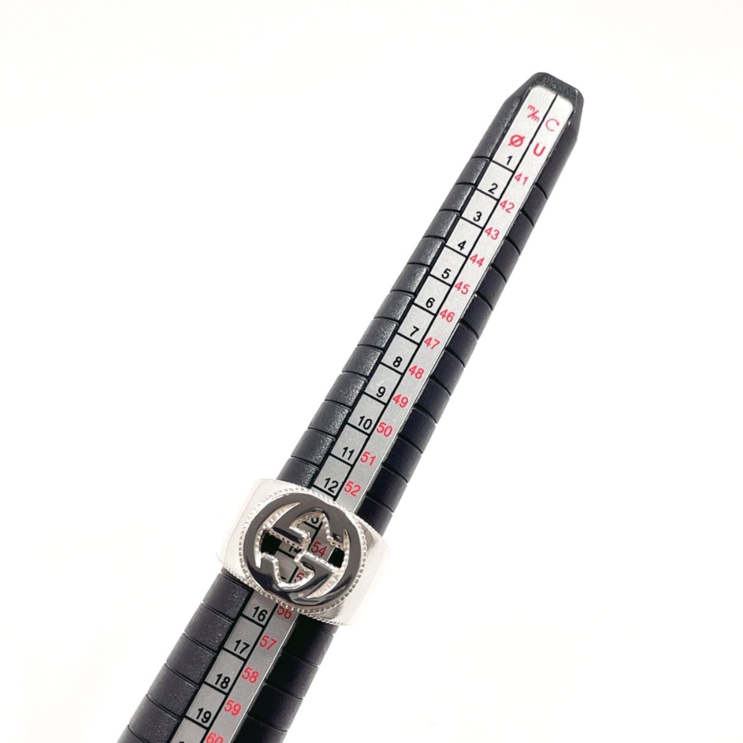 GUCCI Interlocking G Ring, 925 Sterling Silver, Size 15, Men's