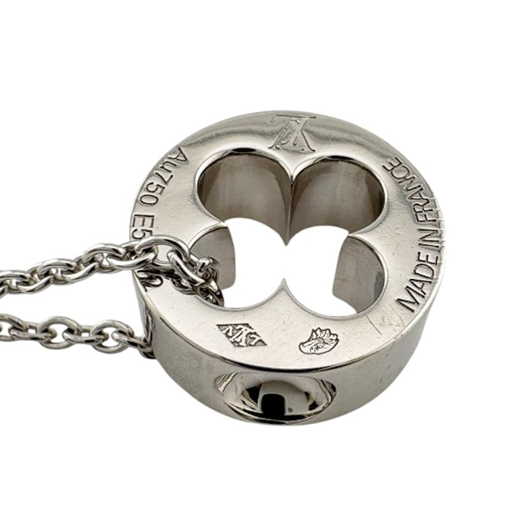 Louis Vuitton Pendant Empreinte Necklace, 18K White Gold, Women's, LOUIS VUITTON — Like New