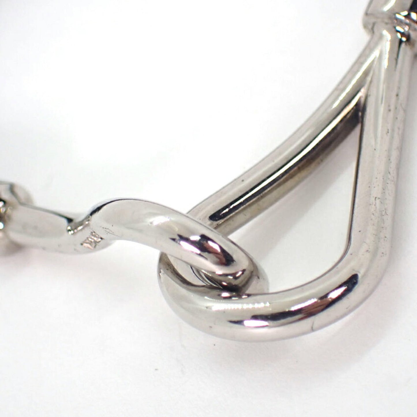 HERMES black leather mesh bracelet with silver hardware and hooks, j86-3