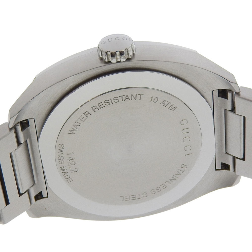 Gucci Date 100m YA142201 142 2 Black Dial Stainless Steel Quartz Watch with Battery, 43mm Men's — Very Good
