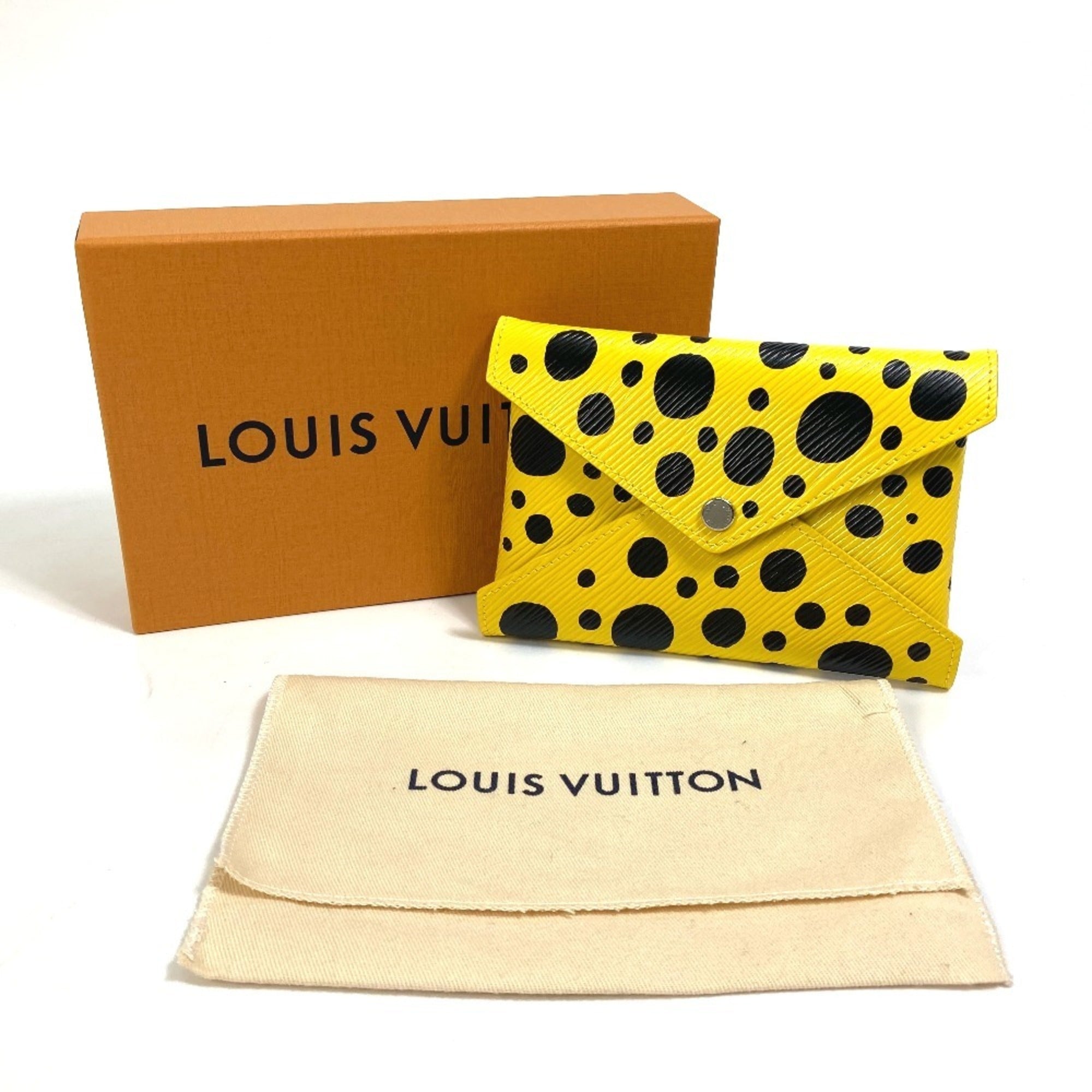 LOUIS VUITTON M81959 Yellow Leather Dot Only Yayoi Kusama LV x YK Pochette Kirigami Pouch Women's Black — New - Store Return