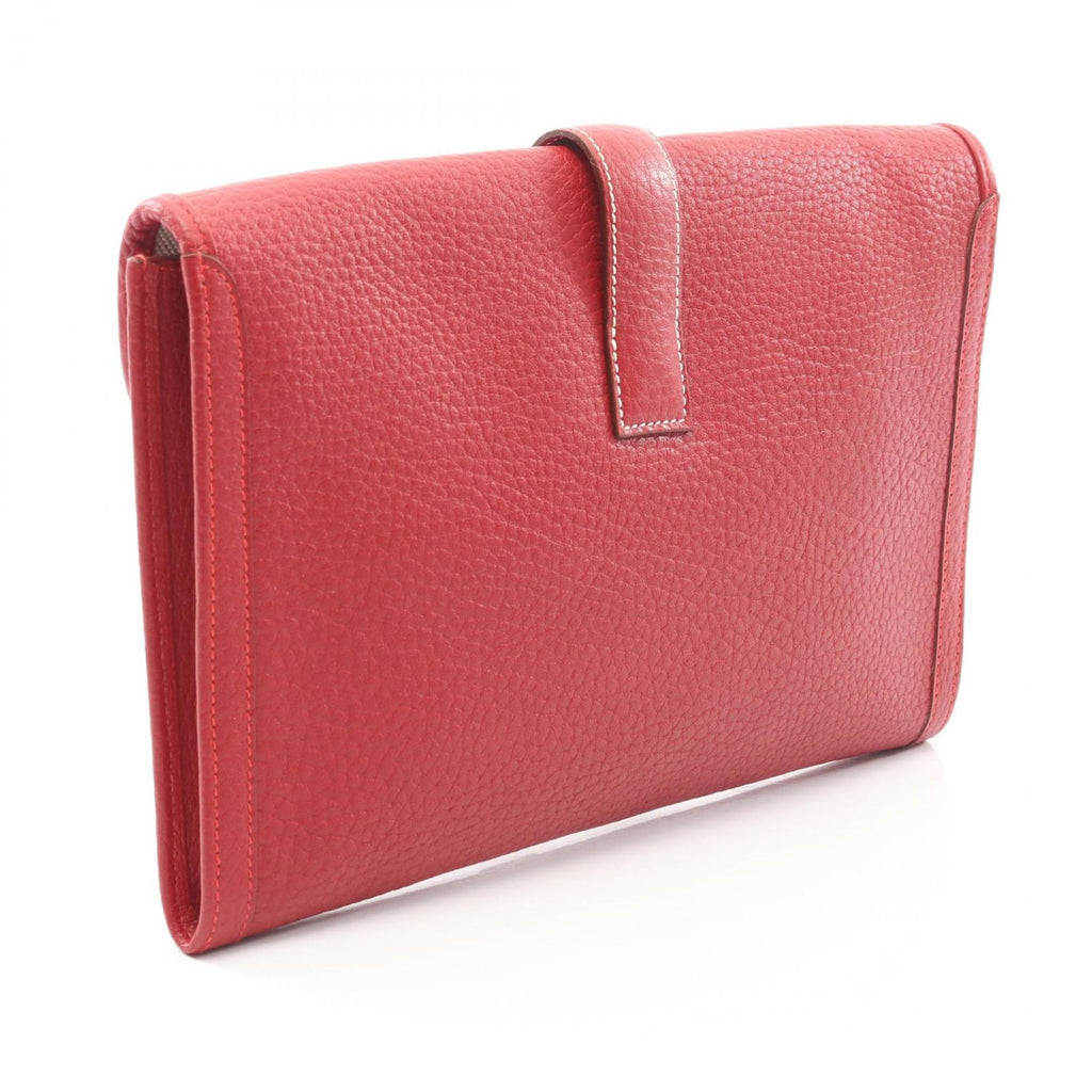 Hermes Hermès Jige PM Second Bag/Clutch Bag, Leather Fjord, Women's, Red
