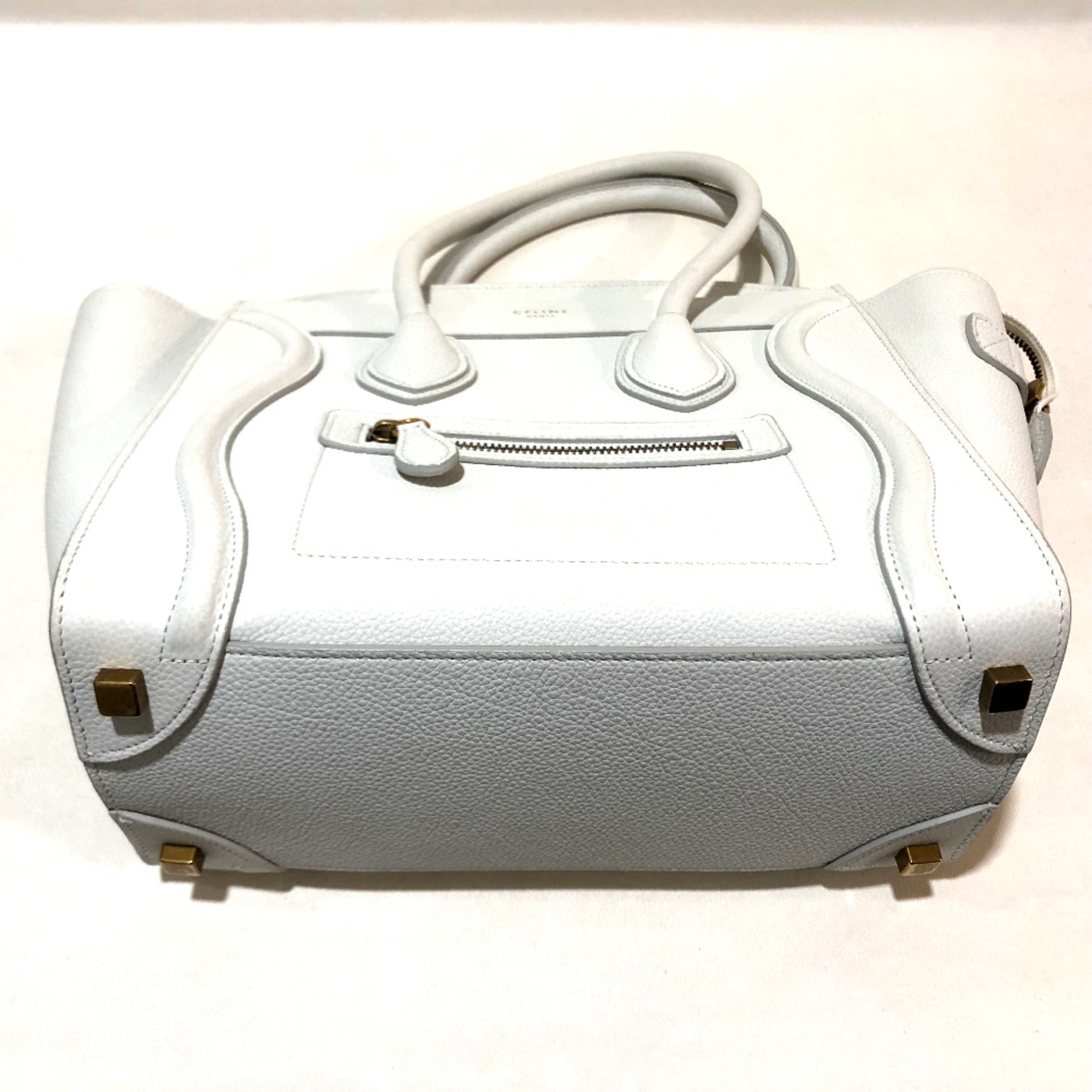 CELINE 167793 Tote Bag bag luggage Hand Bag White Off White x Sky Blue — Like New