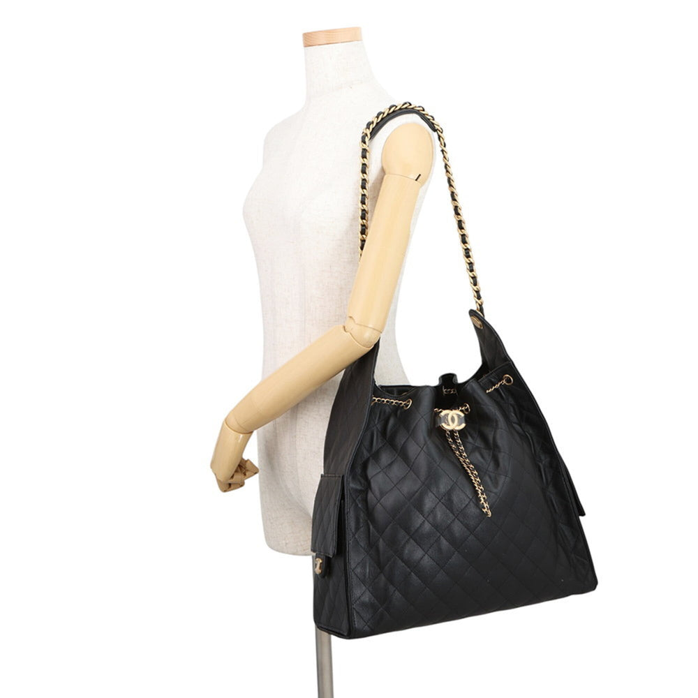 Chanel Chain Shoulder Bag CHANEL25 Large Coco Mark Matelassé Caviar Skin AS5553 CHANEL Black Handbag Women's — Like New