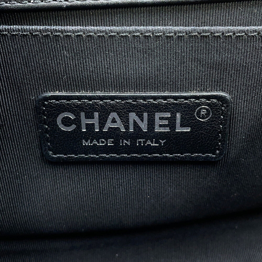 Chanel Chain Shoulder Bag Boy Small Matelassé Coco Mark Lambskin Tweed CHANEL Black Handbag Women's — Like New
