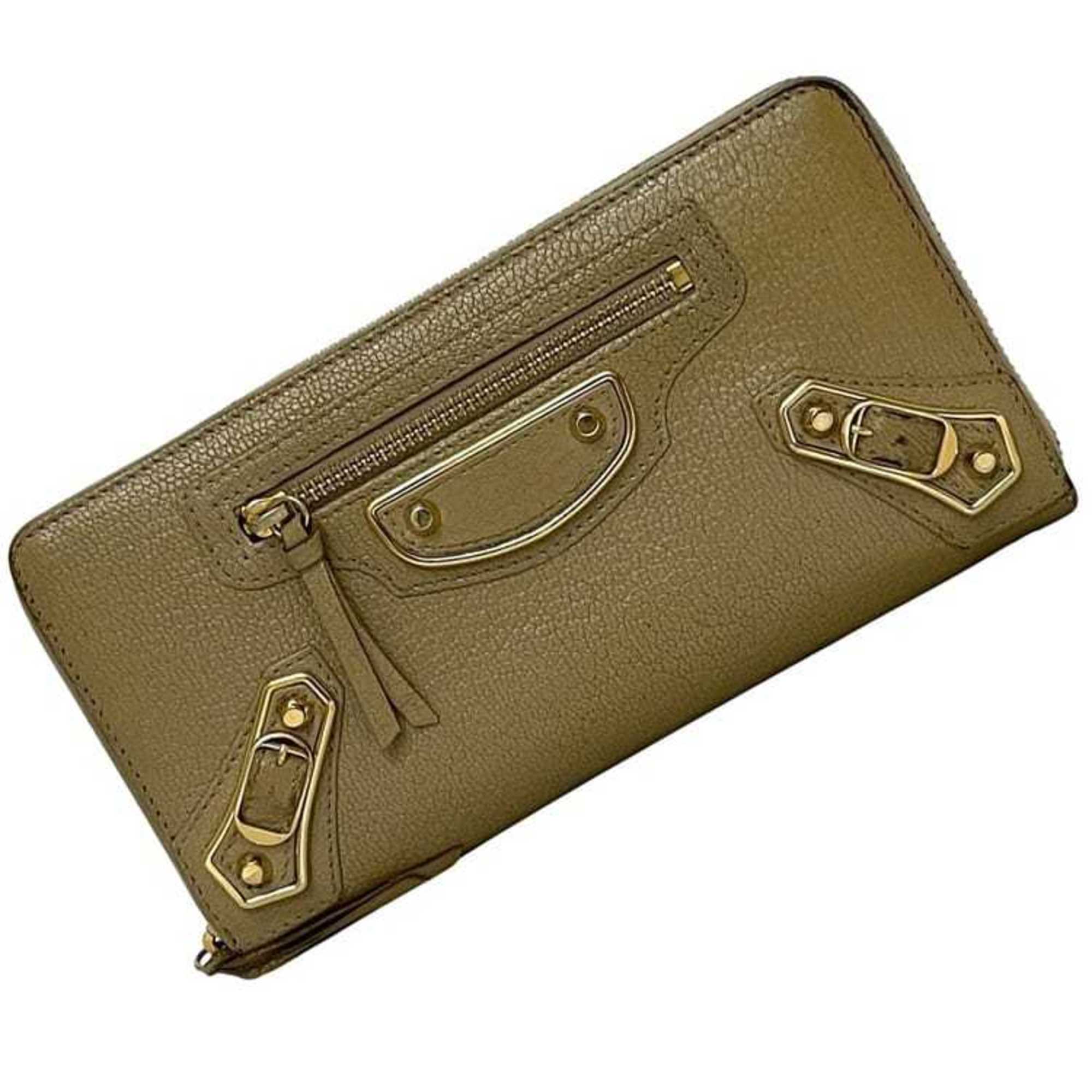 Balenciaga Round Long Wallet f-24475 Beige Classic 390187 AQ40G 9637 Leather A 568148 BALENCIAGA for Men and Women