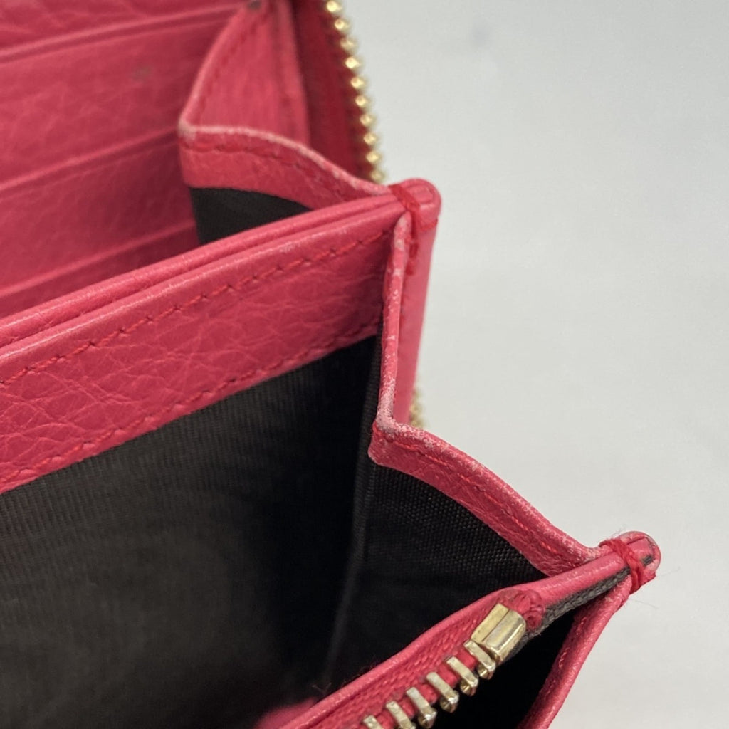 Gucci Soho Long Wallet 308280 Leather Pink Champagne Women's