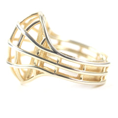 BOTTEGA VENETA 707858 3D Wire Ring, AG925 Gold, Size 13, Includes Box and Dust Bag, Weight 6.58g, Men's — Like New