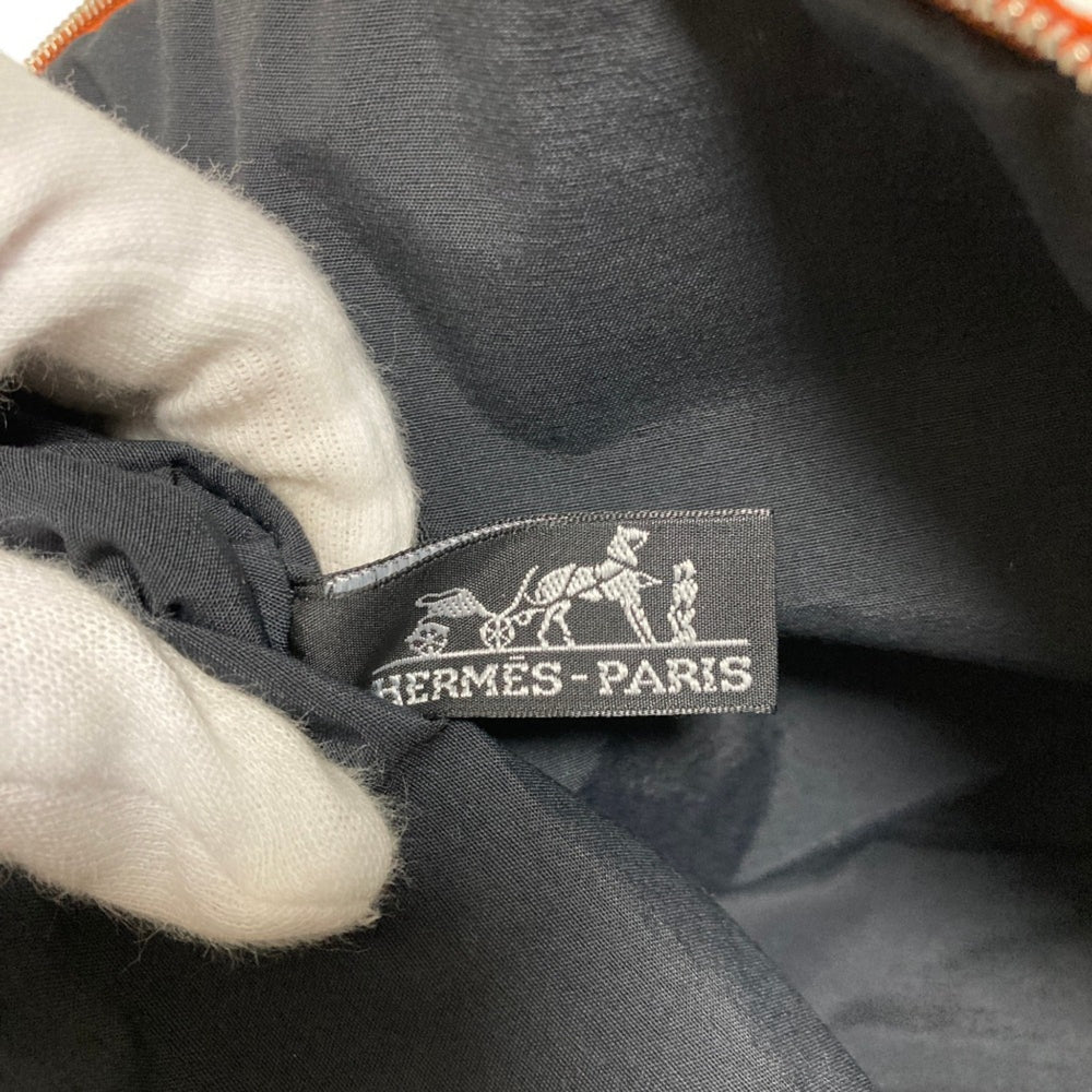 HERMES Bolide 31 Canvas Pouch, Orange, Women's — Like New