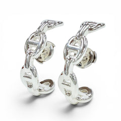 HERMES Chaine d'Ancre Enchainée 925 Sterling Silver Earrings, Made in France, 2024 Model, Weight 9.0g, Women's, with Case — Like New