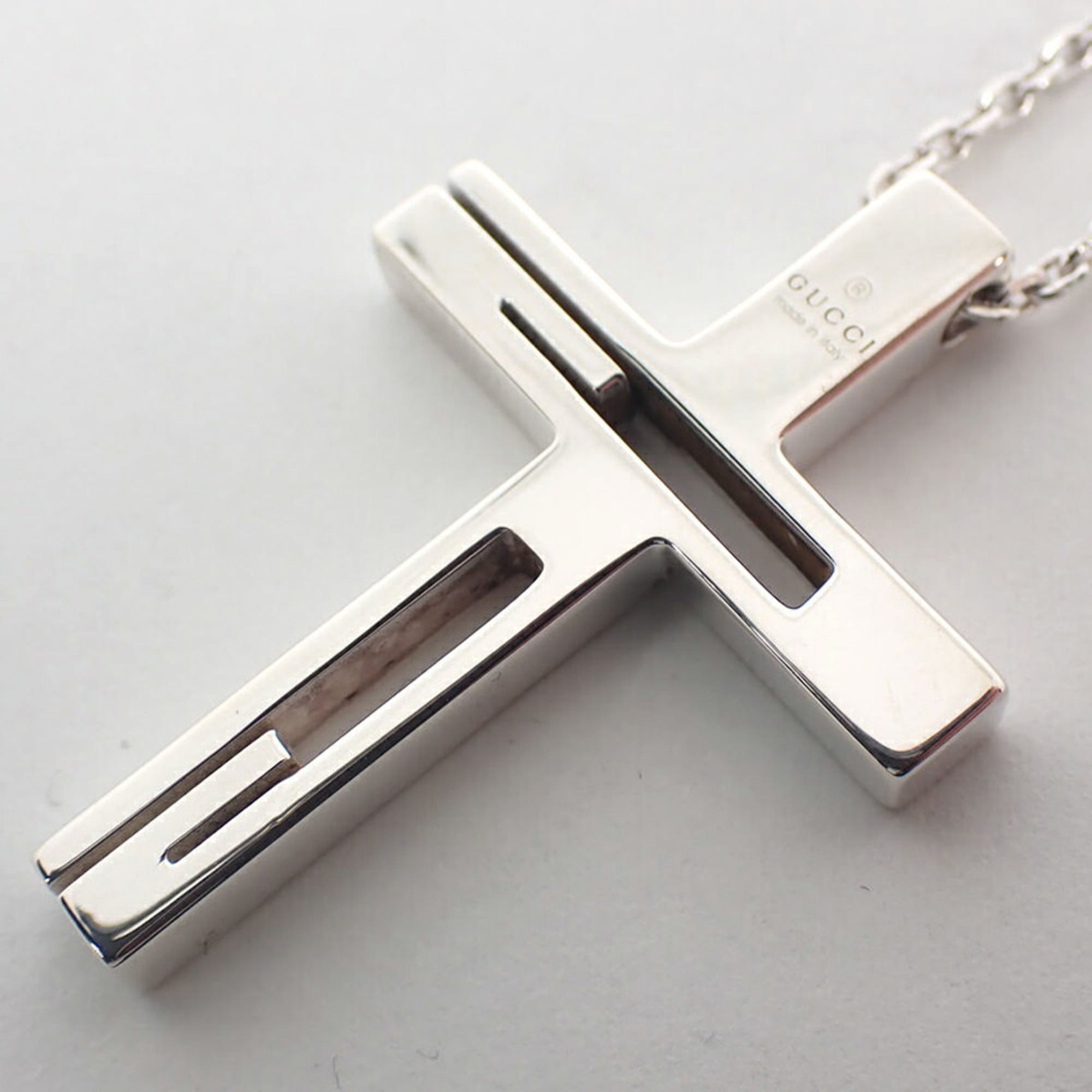 GUCCI 925 Branded G Cross Necklace Pendant