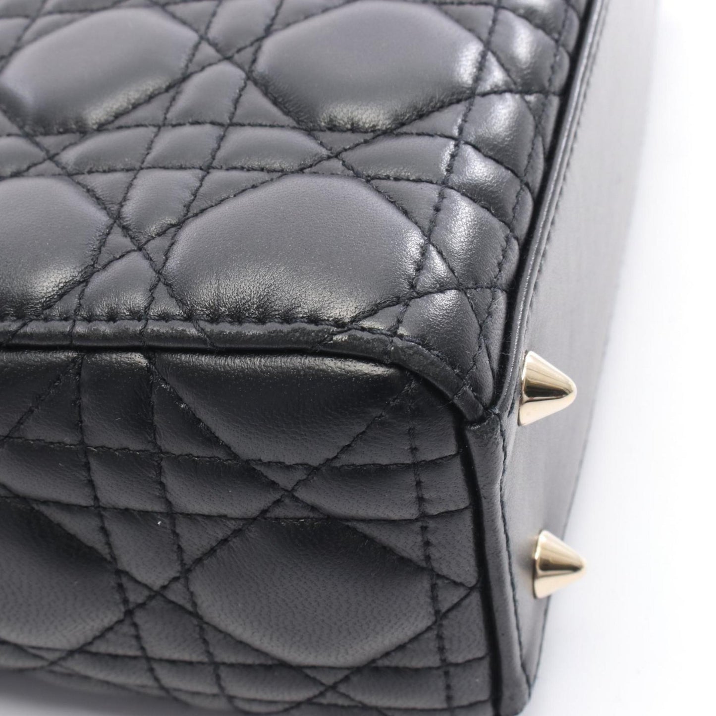 Christian Dior Dior Lady Small Cannage Handbag, Leather, Women's, Black