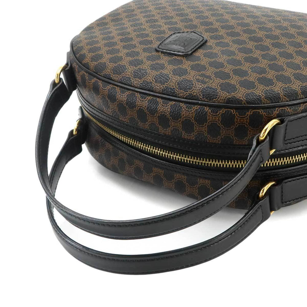 Celine Macadam Handbag, Leather, Black/Brown, Gold Hardware — Like New