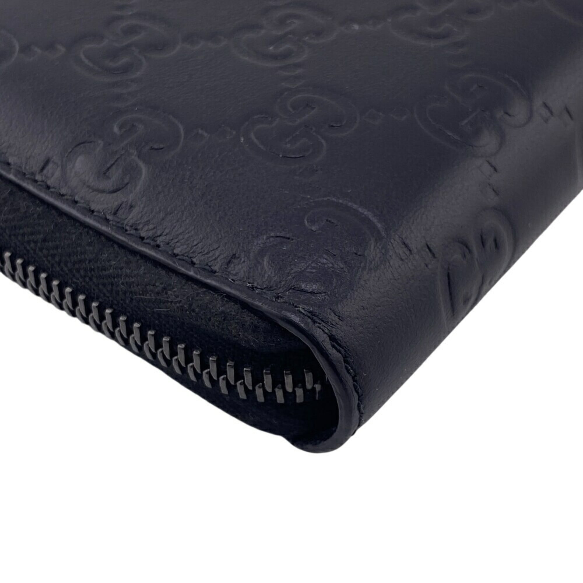 GUCCI 307937 Round Shima GG Long Wallet Black Men's