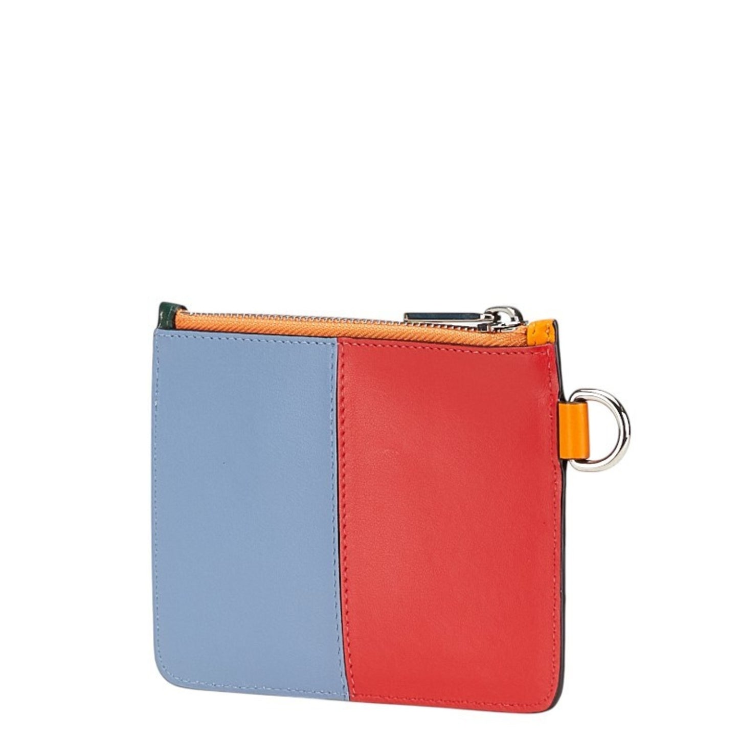 Burberry logo wallet/coin case in orange multicolored leather for women.