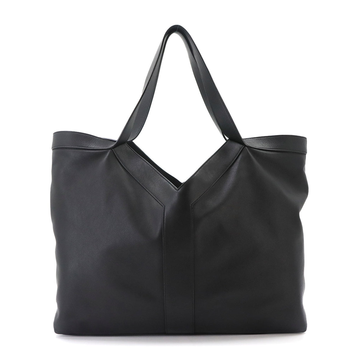 Saint Laurent Y Large Tote Handbag, Leather, Black, 820672, Silver Hardware — Like New