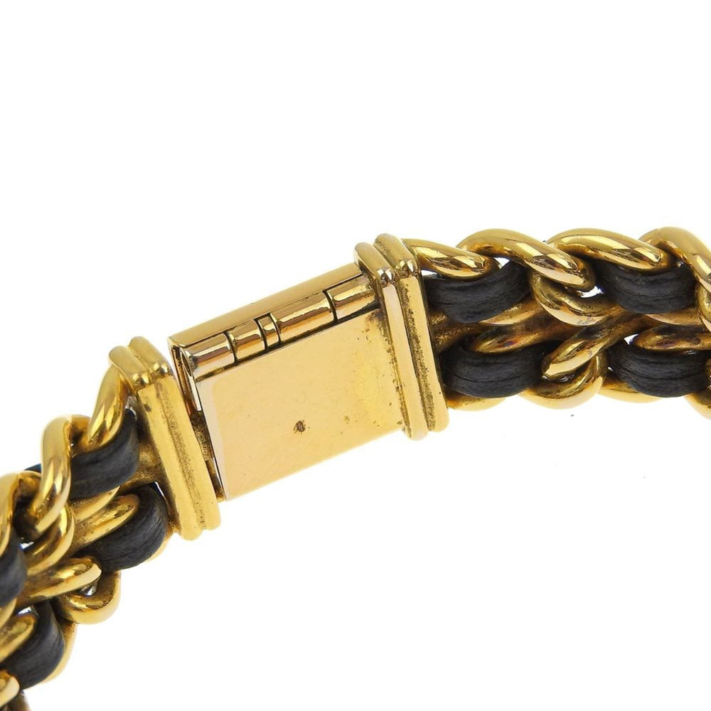 CHANEL Premiere L Watch, Gold-plated x Leather, Quartz, Analog Display, Black Dial, L, Women's — Good