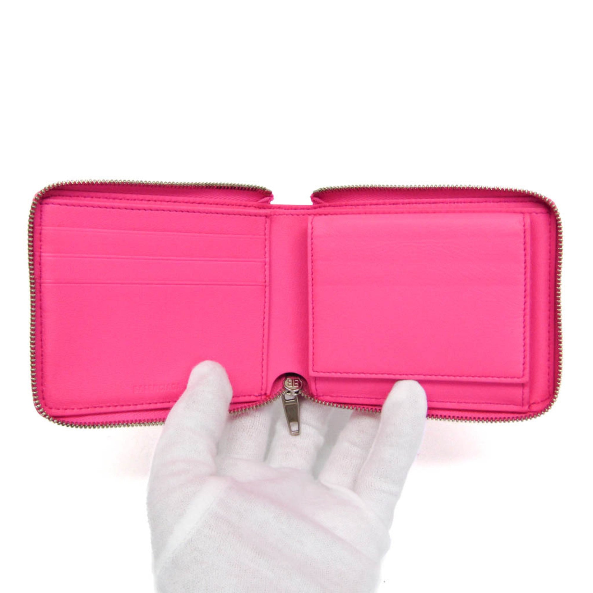 Balenciaga Essential Mini Wallet 659224 Women's Leather Wallet (bi-fold) Pink